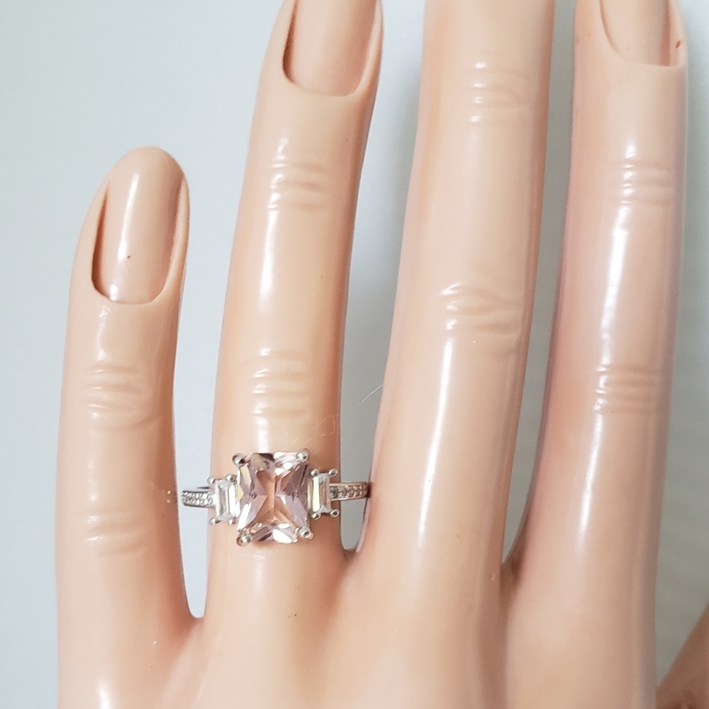 Sterling 2ct Morganite Ring - Picture 7 of 8